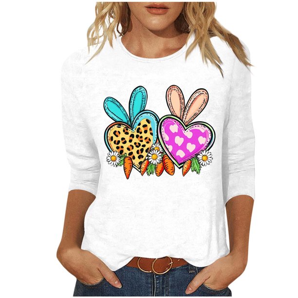 Camisetas Casuales de las Mujeres Impresas 3/4 Manga Cuello Redondo Blusa, Moda Ligera Superior para el Hogar Y el Uso Diario, Cómoda Imitación de la Tela Del Estante