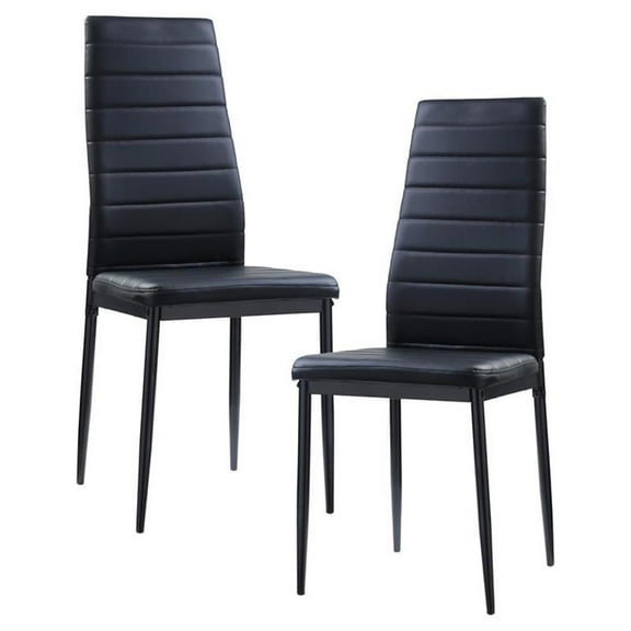 Pemberly Row 17.75" Modern Metal Dining Room Chair in Black (Set of 2)