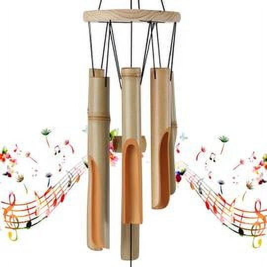 Campanas de viento de bambú con sonidos relajantes, sonido relajante para tubos afinados a mano con decoración elegante, regalos perfectos para exteriores, campanillas de viento de madera con un tono