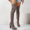 thumbnail image 2 of Xfvqtps Womens Thigh High Boots Pull on Side Zipper Chunky High Heel Pointed Toe Suede over the Knee Boots, 2 of 7