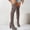 Gray, variant on Women Pointed Toe Over the Knee High Heel Boots, Faux Suede Side Zipper Stretchy Thigh High Booties, Chunky Block Heel Slim Fit Long Boots Red 5.5(36)