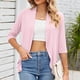 thumbnail image 5 of Blusa cubierta para mujer, chaqueta cubierta con dobladillo con volantes y manga tres cuartos de Color puro de verano, 5 of 5