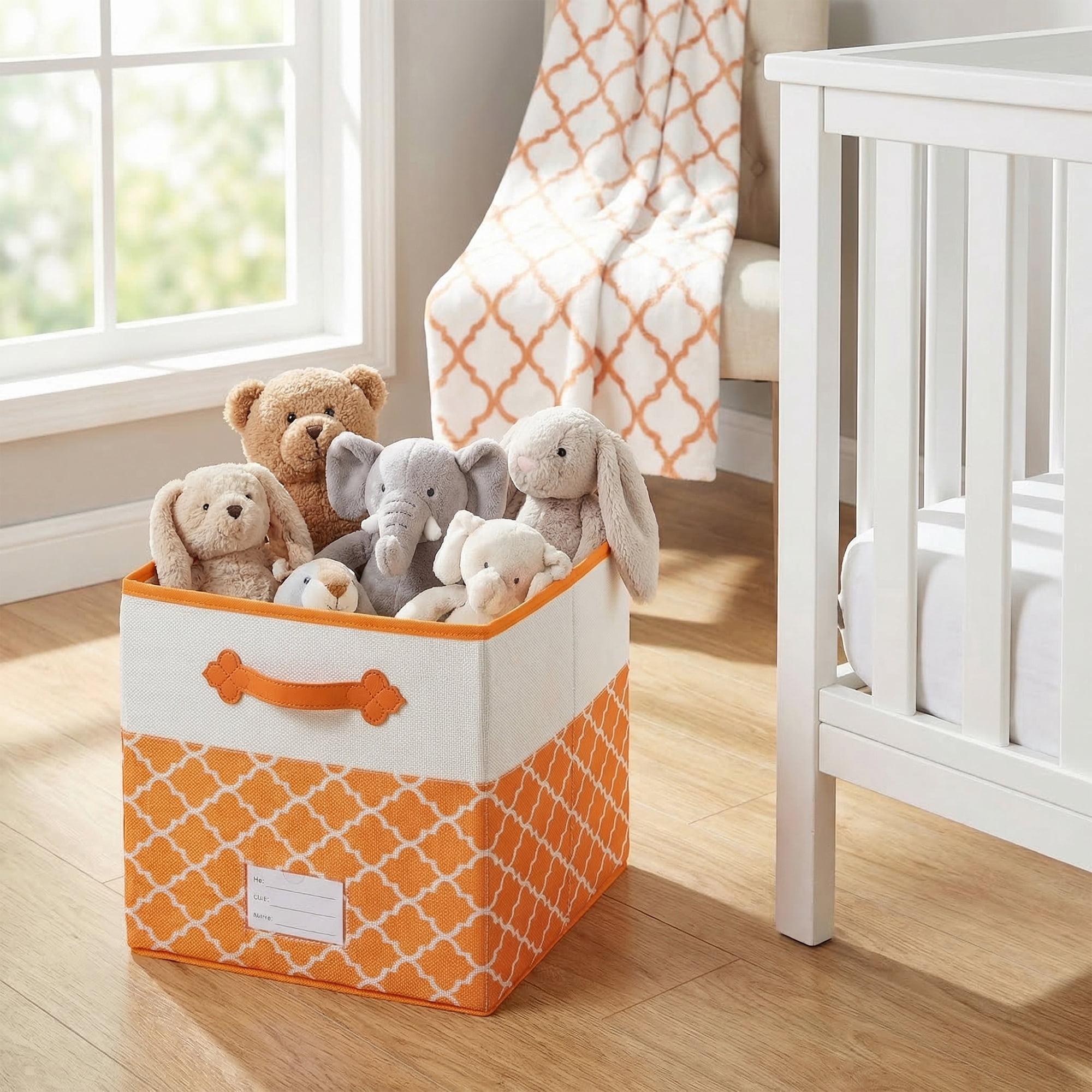 Unique Bargains Storage Basket with Handle for Organizing Objects Orange 11.8"x11.8"x11.8"