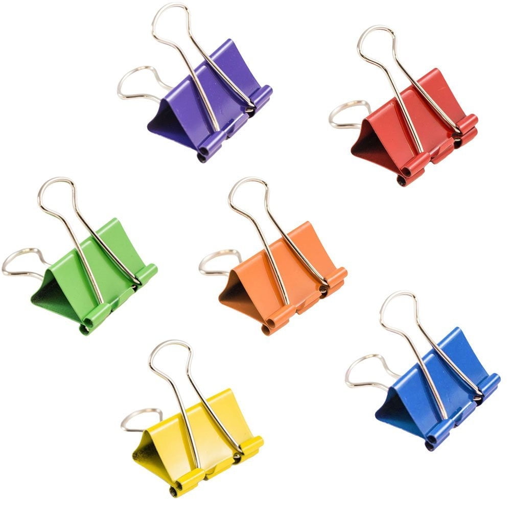 JAM Colorful Binder Clips, Large, 1 1/2 Inch (41 mm), Assorted Binderclips, 6 Packs of 12