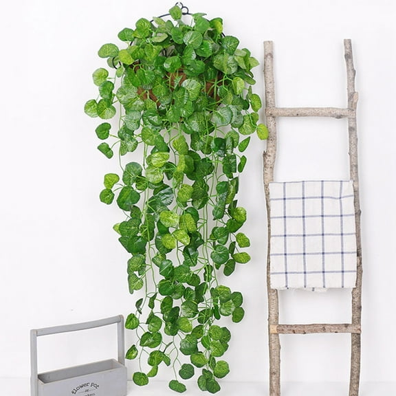 MixMart Artificial Hanging Plants, Fake Hanging Plants, Small Potted Hanging Plants Fake Plants Hanging Green Ivy Vines for Shelf Home Office Decor Indoor Outdoor, 95cm
