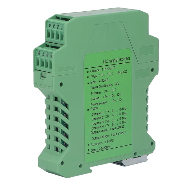 Aislador de señal de corriente continua, 1 entrada, 4 salidas, PLC, transmisor, acondicionador para placa de circuito, 0-10 V