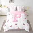 thumbnail image 2 of Castle Fairy Bowtie Personalized Initial P Bedding Comforter Set,Cherry Queen Bedding Sets, 2 of 8