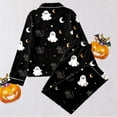 thumbnail image 5 of WOYY Girls Black Halloween Pajamas Long Sleeve Button Front Shirt Pants PJ Set, Sizes 3-14, 5 of 6