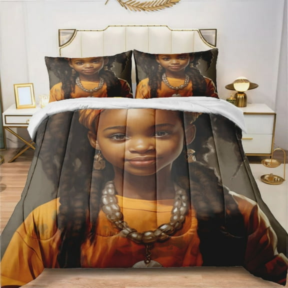 Cute Black African Girl (4) Comforter Set Bedding Set Duvet Set Set 3pcs Twin Size