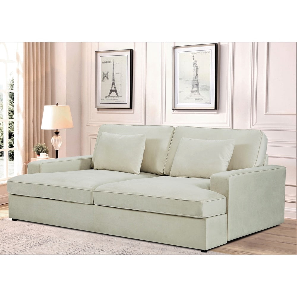 US Pride Furniture Polyester 94.49"W Over Size Cushion Backs Sofa, Ivory