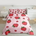 thumbnail image 2 of jejeloiu Cute Strawberry Full Size Comforter Sets,Cartoon Kawaii Loves Bedding Comforter Set,Pink Red Bedding Sets For Girl,Ultra Soft Home Decor Reversible,3pcs, 2 of 8