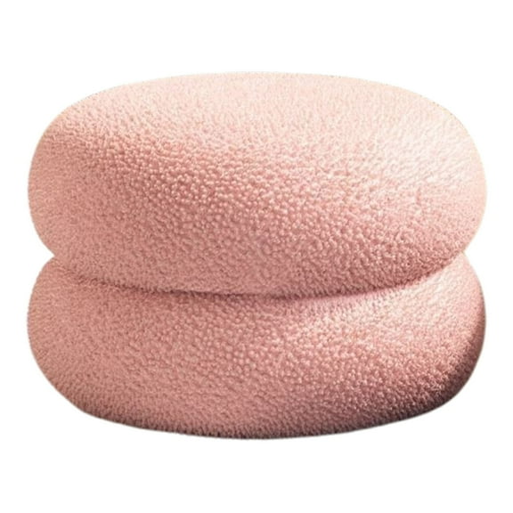 Circle Chair Desk Modern Footstool,Modern Round Ottoman with Soft Padded Seat, Multifunctional Vanity Stool for Makeup,Upholstered Footrest Stool Ottoman Foot Stool for Living Room,Bedroom(Pink)