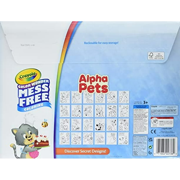 Crayola Color Wonder Alpha Pets para colorear sin desorden 24 páginas 5 marcadores Crayola