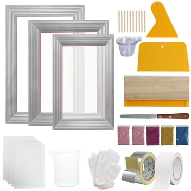 SKYSHALO Screen Printing Kit Silk Screen Printing Frames 6x10/8x12/10x14 110 Mesh