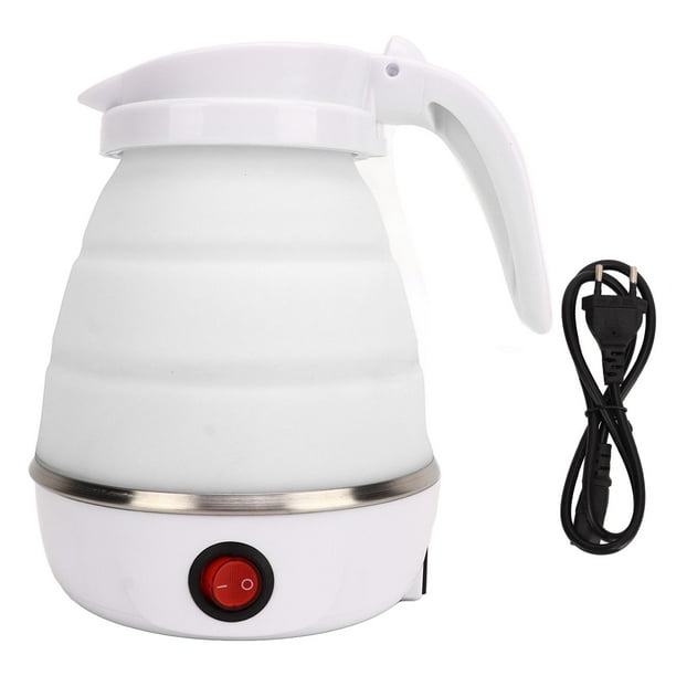 Hervidor portátil plegable de ebullición rápida, hervidor de agua eléctrico plegable seguro para viaje, para el hogar, Camping, 600ml, enchufe blanco de la UE 220V
