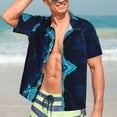 thumbnail image 5 of Lsque Blue Marble And Gold pattern Hawaiian Shirt for Men, Unisex Summer Beach Casual Short Sleeve Button Down Shirts-XX-Large, 5 of 9