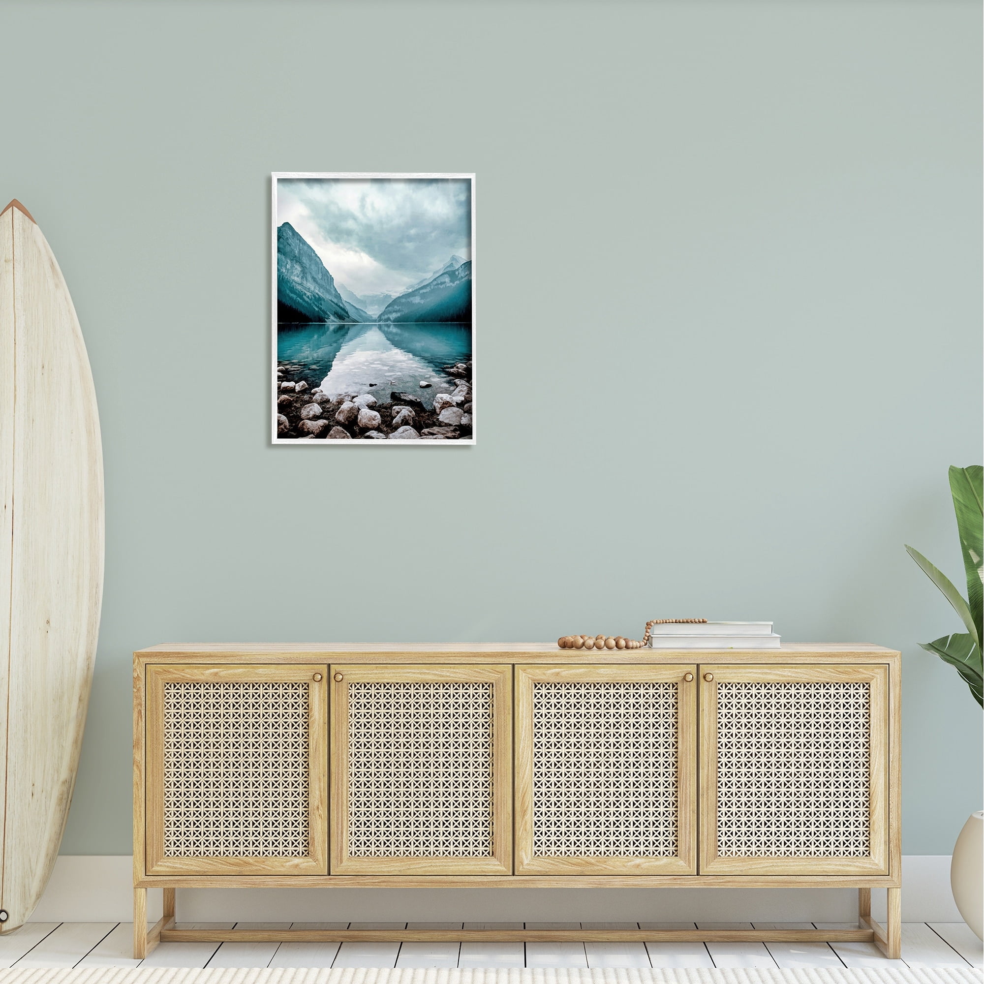 Stupell Industries Breathtaking Rocky River Scenery Blue Mountain Peaks Framed Wall Art, 24 x 30, Design by Alpenglow Workshop