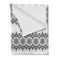 thumbnail image 2 of Oriental Soft Flannel Fleece Throw Blanket, Black White Mandala Design Floral Elements Monochrome Tattoo Pattern South, Cozy Plush for Indoor and Outdoor Use, 50" x 70", White Black, by Ambesonne, 2 of 5