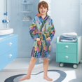 thumbnail image 5 of FORMRS Kids Bathrobe Unisex Hooded Robe Toddler Pajamas Sleepwear, Size 7-9T, Art Plants, 5 of 7