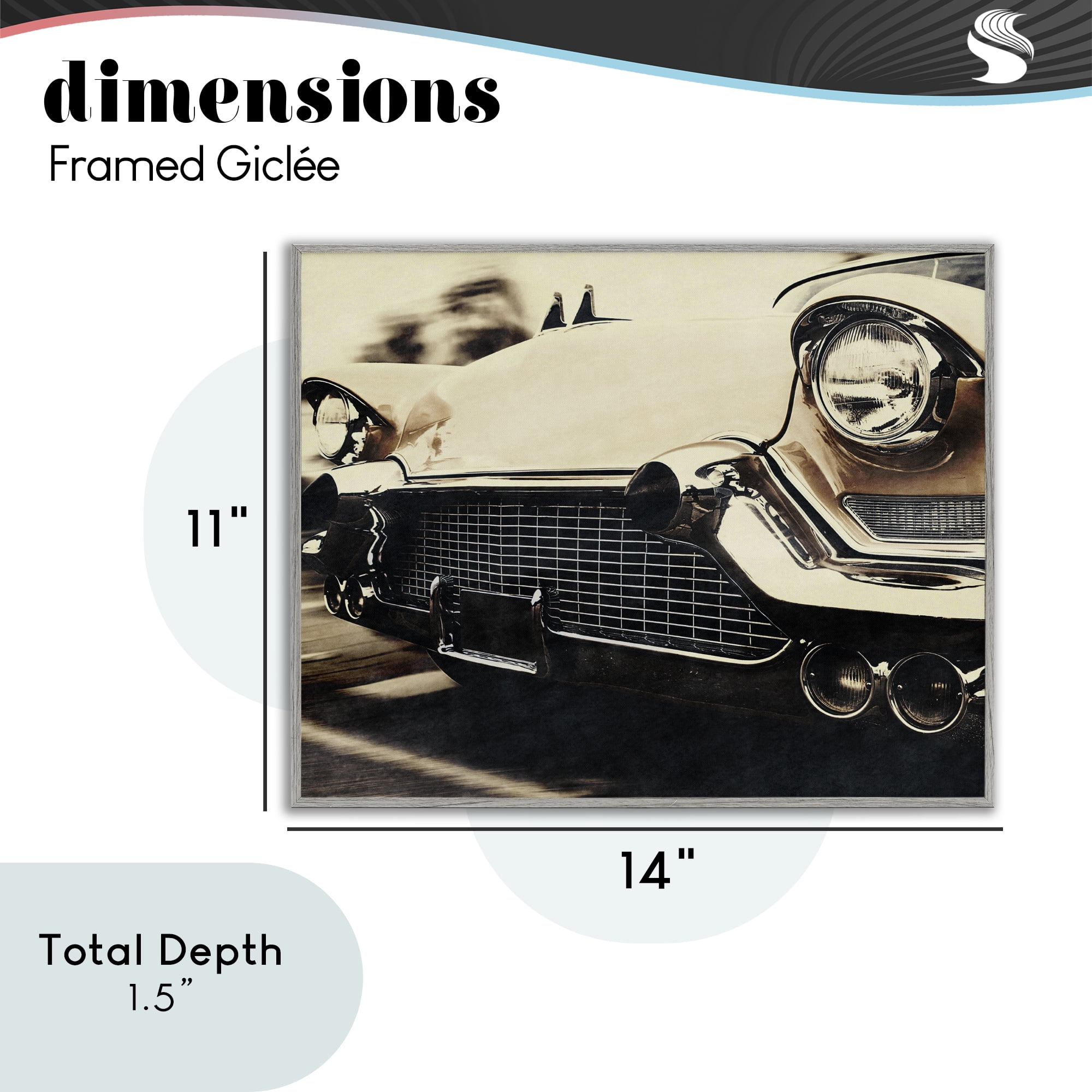 Stupell Industries Vintage Ride Headlights Gray Framed Giclee Art, design by Marcus Prime