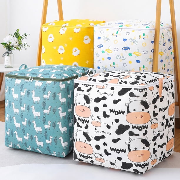Bolsa grande de almacenamiento de 100L con asa - Contenedor plegable de tela para mantas, colchas, almohadas y ropa - Transpirable, organizador debajo de la cama y armario