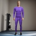thumbnail image 2 of IWRICH Men's Compression Outfits Cool Long Sleeve Athletic Sets 2 Piece Sports Base Layer Workout Leggings Purple XXL, 2 of 8