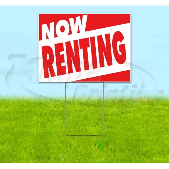 Now Renting (18" x 24") Yard Sign, Includes Metal Step Stake