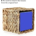 NOGIS Square Water Hyacinth Woven Tissue Box Cover with Metal Storage
