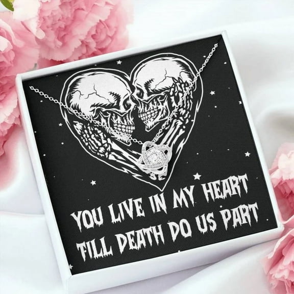 Till Death Do Us Part Necklace, Halloween Goth Birthday Message Card, Witchy Gift, To My Girlfriend, Soulmate, Wife
