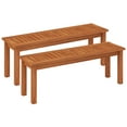 thumbnail image 1 of Costway 2 PCS 2-Person Outdoor Wood Bench with Slatted Seat, Front Porch Dining Seating, 1 of 9