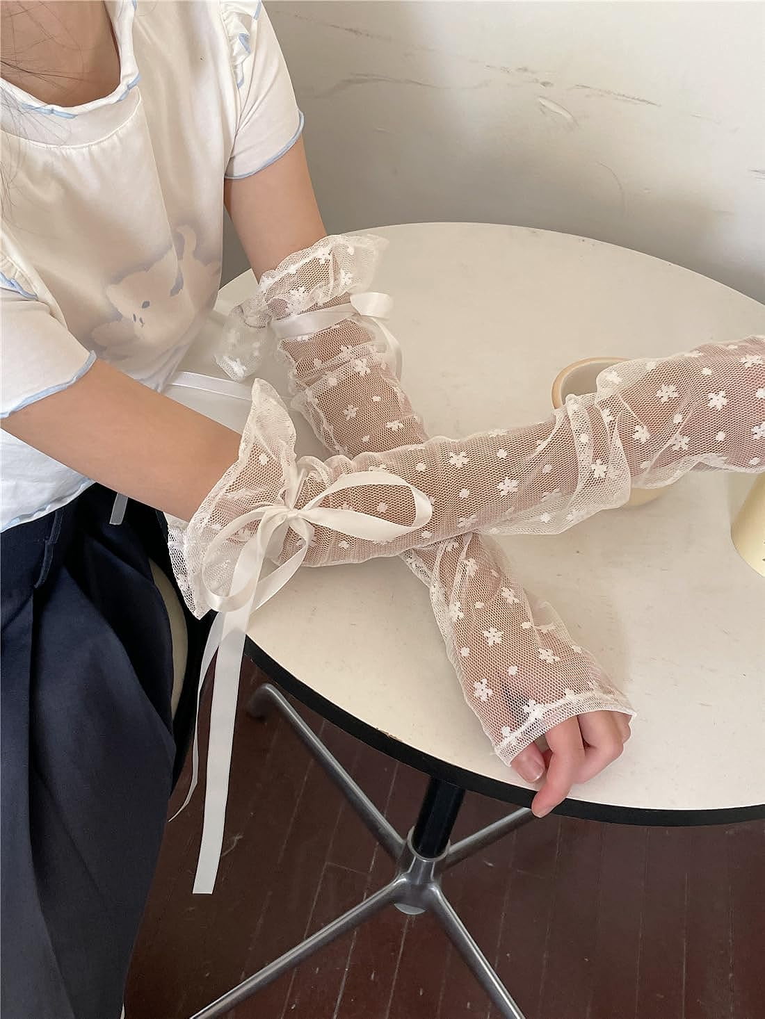 Kukuzhu Coquette Aesthetic Lace Gloves Grunge Accessories Floral