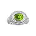 thumbnail image 1 of RYLOS Bagues pour Femmes Bague en Argent Sterling Classique Pierre Précieuse Ovale 9x7 mm et Diamants Péridot d'Août Bijoux Taille 6, 1 of 7