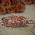 thumbnail image 3 of 2 carat Morganite and Diamond Trio Ring Set in 10k Rose Gold Engagement Ring with two matching bands, 3 of 4