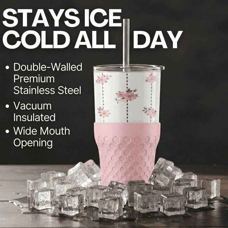 Biddlebee 30oz Insulated Stainless Steel Tumbler with Straw and