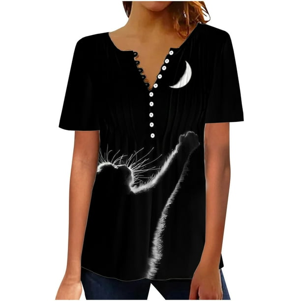 Ichuanyi liquidación de mujeres Fashion impresión casual de manga corta tops túnica blusa ICHUANYI WER202308213977