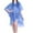 Blue, variant on Women's Long Sleeve V-Neck Printed Dress, Soft Polyester Casual Party Wear for All Seasons