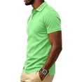 thumbnail image 5 of Mens Polo Shirts Buttons Short Sleeve Basic Business Shirts Breathable Soft Casual Performance Classic Fit Shirts Fluorescent Green 2XL, 5 of 6