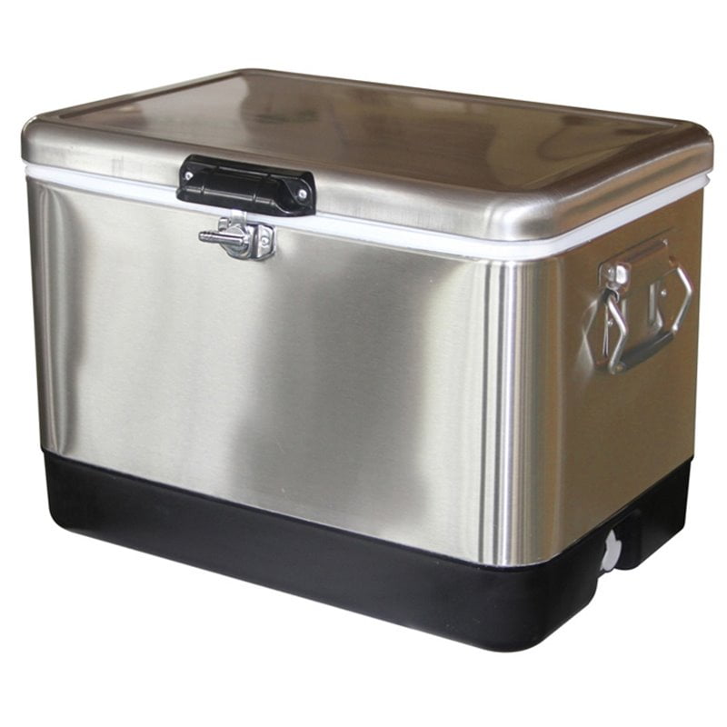 Leisure Season Wood and Stainless Steel Beverage Cooler in Medium Brown