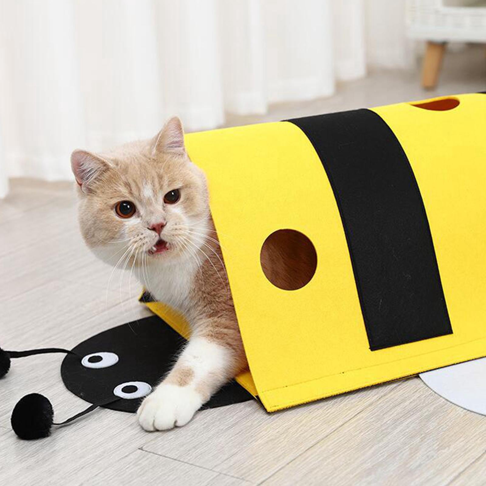 Bvdfgk Cat Tunnel Bee Shaped Cat Toy, Pet Interactive Toy, Indoor Bed Cute Cat Tube for