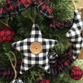 thumbnail image 2 of Black & White Mini Buffalo Plaid Homespun Fabric Star Christmas Ornaments - Set of 3 by JCS, 2 of 4