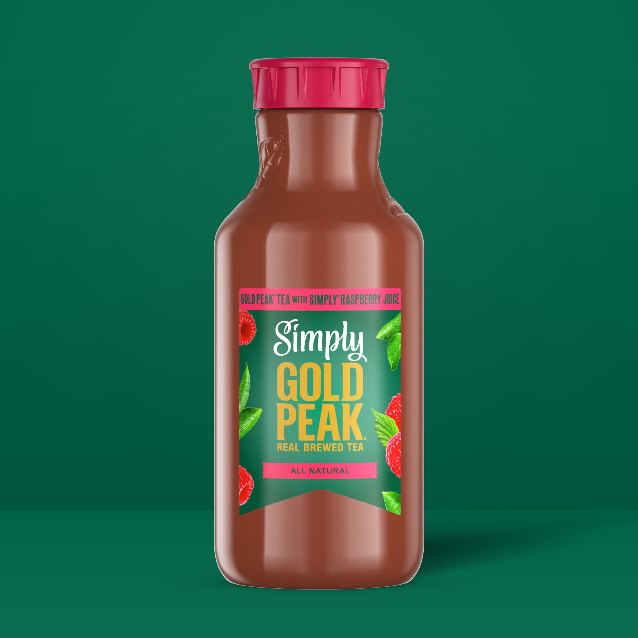 Simply Gold Peak Raspberry Iced Tea, Flavored Tea Bottle, 52 fl oz