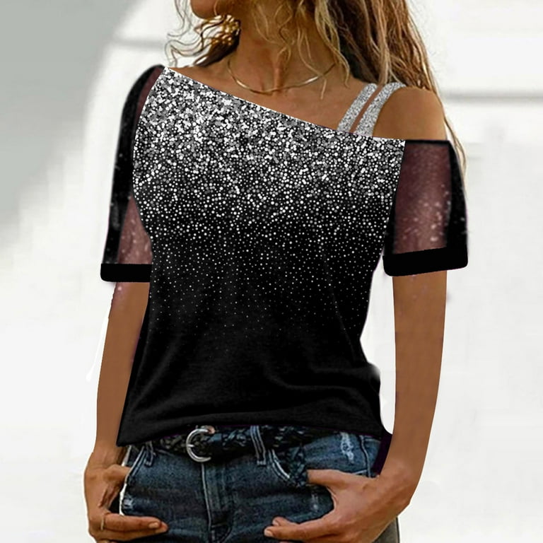 Off shoulder top glitter sale