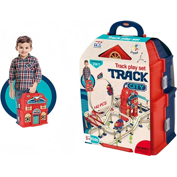 𝐏𝐑𝐄𝐌𝐈𝐔𝐌 Train Track Set for Toddlers & Kids – 142 PCS Train Tracks w/Reversible Curves, Bridges, Ramps – STEM Learning Toy for 3-7 Year Old Boys & Girls – Great Birthday Idea