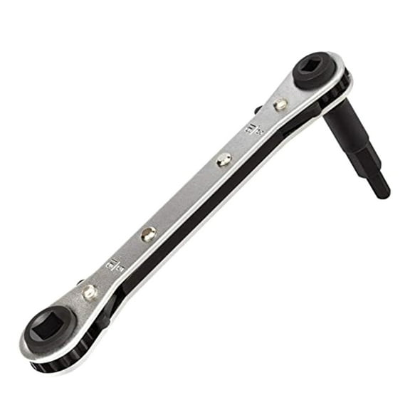 Ratcheting Service Wrench with Hex Bit Adapter 3/8” to 1/4” 5/16'' x 1/4'' Refrigeration Service Wrench Set
