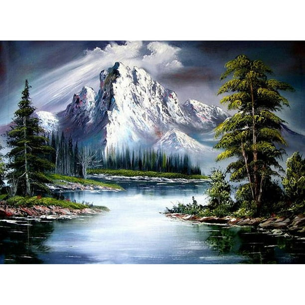 Cuadros Decorativos Pintura al óleo por números paisaje para colorear imagen dibujo Digital L435) Wdftyju embutido en tela