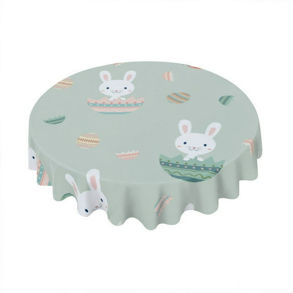 Eveokoki Easter Round Tablecloth 60 inch Diameter Lovely Easter Table Cloths Spill Proof Wrinkle Table Cloth for Kitchen Dining Decoration Holiday Parties
