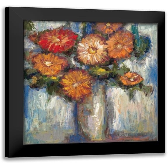 Tina 20x20 Black Modern Framed Museum Art Print Titled - Orange Poppies II