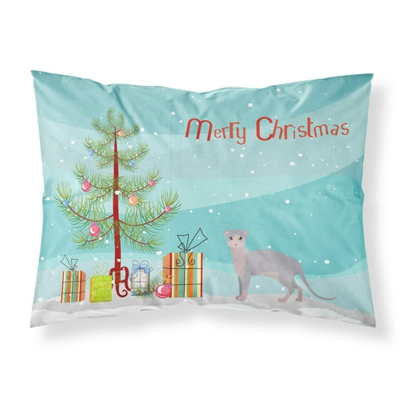 Ukrainian Levkoy Cat Merry Christmas Fabric Standard Pillowcase