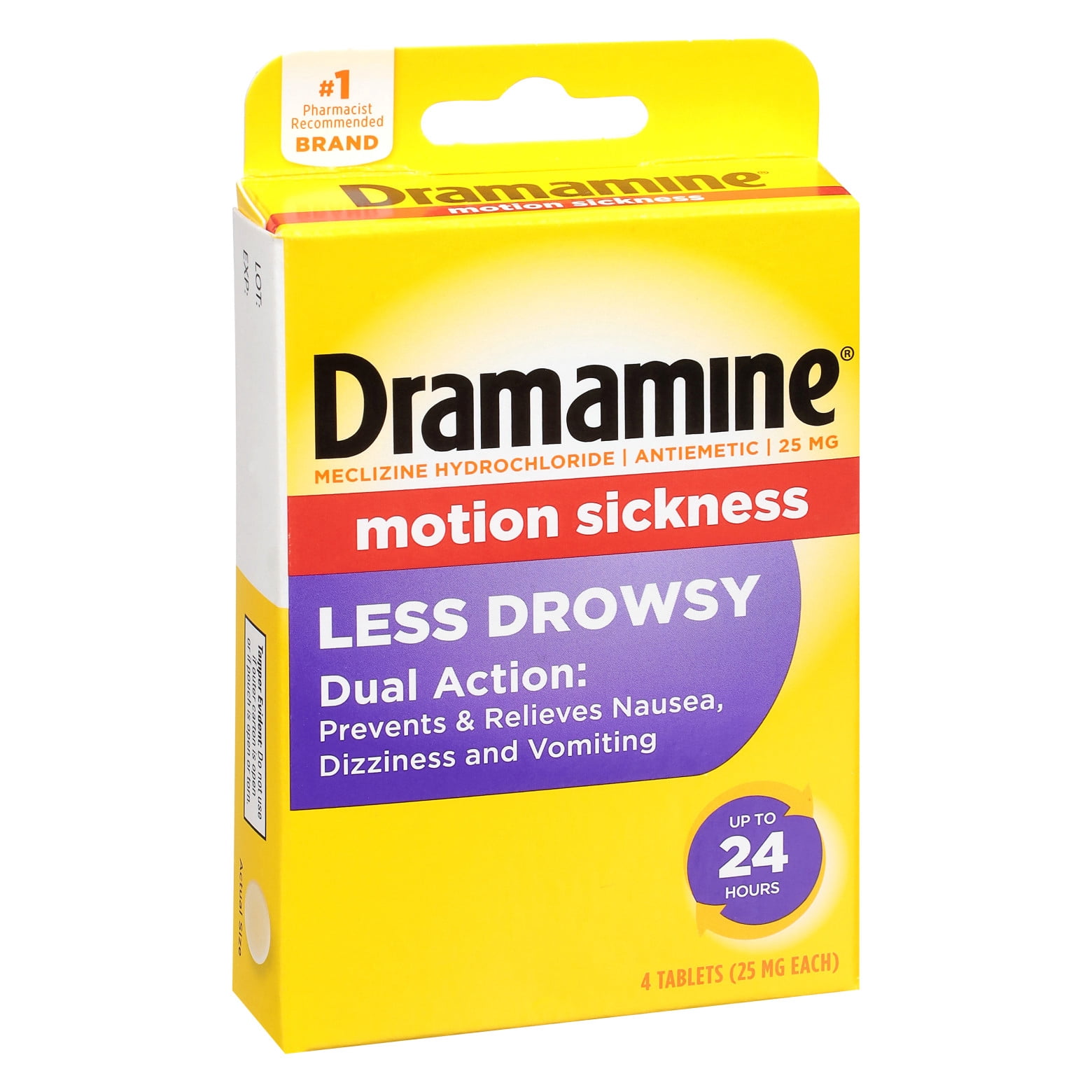 Dramamine Motion Sickness Relief - All Day Less Drowsy, 4 Count