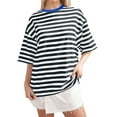 thumbnail image 2 of T-shirt Rayé pour Femmes 2026 Été Tendance Manches Courtes Col Rond Confortable Léger, 2 of 4